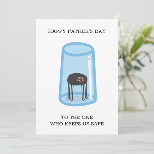 かわいいガラスのクモおもしろい言葉 父の日 シーズンカード (スタンド正面)