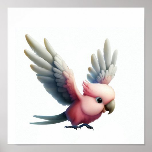 かわいいガラ絵を描コカトゥーの3D水彩画 ポスター (正面)