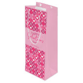 かわいいガレンティンの日ピンクのハートと花柄 ワインギフトバッグ (裏面アングル)