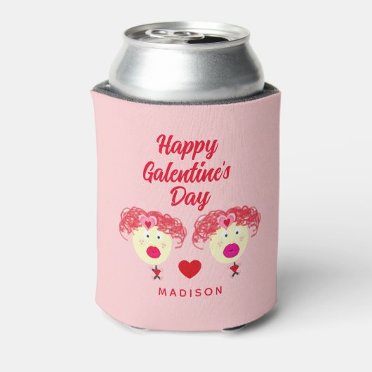かわいいガレンティン最高のの友達パーソナライズされた 缶クーラー (缶裏面)
