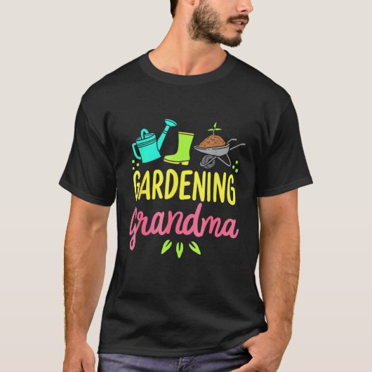 かわいいガーデニングおばあちゃん野菜畑ガーデナー Tシャツ (正面)