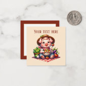 かわいいガーデニング豚の愛好家に文字を追加 ノートカード (正面/裏面インサイチュ)