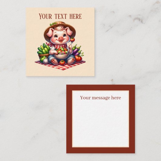 かわいいガーデニング豚の愛好家に文字を追加 ノートカード (正面/裏面)