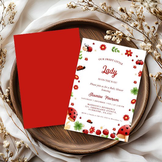 かわいいガーデンの小さな虫のベビーシャワー 招待状