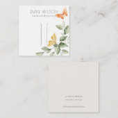 かわいいガーデンの葉蝶の髪のクリップディスプレイ スクエア名刺 (正面/裏面)