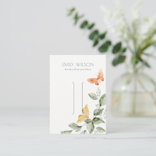 かわいいガーデンの葉蝶の髪のクリップディスプレイ 名刺 (スタンド正面)