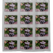 かわいいガーデンカエルの自然模様 シャワーカーテン (正面)