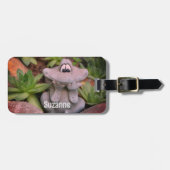 かわいいガーデンカエル多肉園パーソナライズされた ラゲッジタグ (正面横)