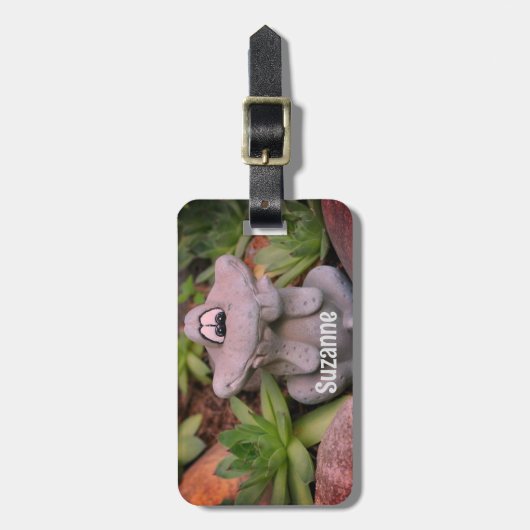 かわいいガーデンカエル多肉園パーソナライズされた ラゲッジタグ (正面縦)
