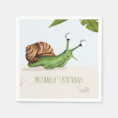 かわいいガーデンカタツムリ誕生日パーティー スタンダードカクテルナプキン (正面)