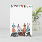 かわいいガーデンパーティーの動物たちのお誕生日招待状 招待状 (スタンド正面)