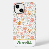 かわいいガーデンピンクのオレンジ色のパターン名 Case-Mate iPhoneケース (裏面)