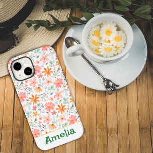 かわいいガーデンピンクのオレンジ色のパターン名 Case-Mate iPhone 14ケース