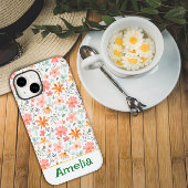 かわいいガーデンピンクのオレンジ色のパターン名 Case-Mate iPhoneケース