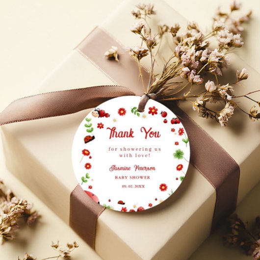 かわいいガーデン小さなラディバグ赤ちゃんシャワー招待状 フェイバータグ