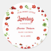 かわいいガーデン小さなラディバグ赤ちゃんシャワー招待状 ラウンドシール (正面)