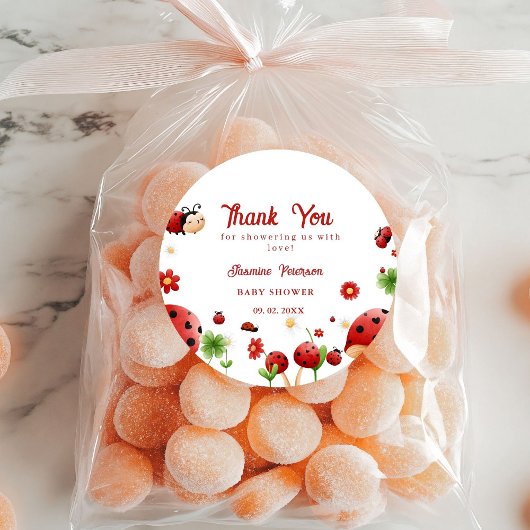 かわいいガーデン小さなラディバグ赤ちゃんシャワー招待状 ラウンドシール
