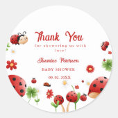 かわいいガーデン小さなラディバグ赤ちゃんシャワー招待状 ラウンドシール (正面)