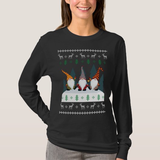 かわいいガーデン格言クリスマス小妖精や小人醜いクリスマス Tシャツ (正面)