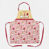 かわいいガーデン格言レッド金ゴールドピンク冬 エプロン (正面)