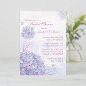 かわいいガーデン パープル ハイドランジア 花のブライダルシャワー 招待状 (スタンド正面)