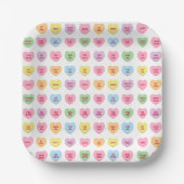 かわいいガーリーおもしろいカスタム会話キャンディハート ペーパープレート (正面)