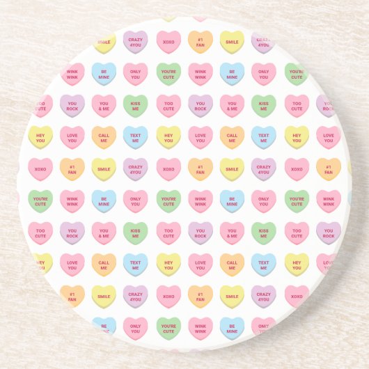 かわいいガーリーおもしろいカスタム会話ハートパターン コースター (正面)