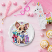 かわいいガーリーおもしろいチワワとギフトバースデーパーティー ペーパープレート (パーティー)