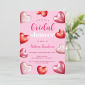 かわいいガーリーおもしろいパーティーピンクハートブライダルシャワー 招待状 (スタンド正面)