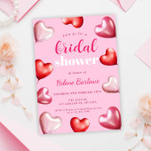 かわいいガーリーおもしろいパーティーピンクハートブライダルシャワー 招待状