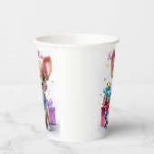 かわいいガーリーおもしろいピンク&チワワ誕生日パーティー 紙コップ (左)