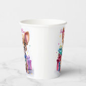 かわいいガーリーおもしろいピンク&チワワ誕生日パーティー 紙コップ (右)