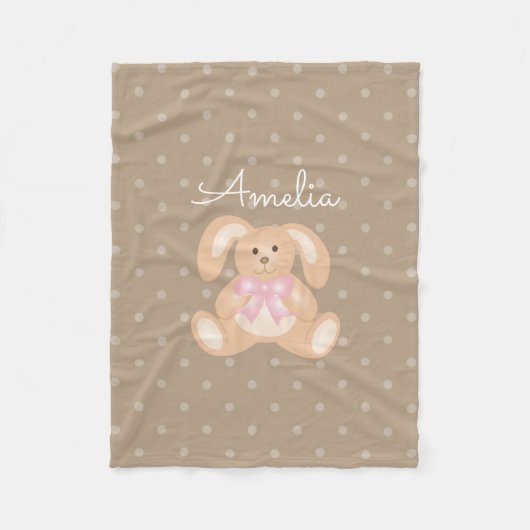 かわいいガーリーかわいい愛らしいベビーバニーラビットキッズ フリースブランケット (正面)