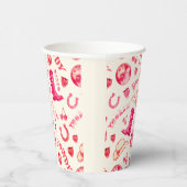 かわいいガーリーなピンクディスコカウガール 紙コップ (右)