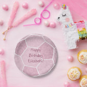 かわいいガーリーほこりっぽいピンクのサッカー誕生日パーティー ペーパープレート (パーティー)