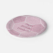 かわいいガーリーほこりっぽいピンクのサッカー誕生日パーティー ペーパープレート (アングル)