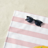 かわいいガーリーアイスカッコいいクリームピンクストライプ色 ビーチタオル (インサイチュ)