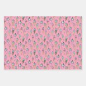 かわいいガーリーアイスクリームコーンパターン ラッピングペーパーシート (正面2)