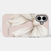 かわいいガーリーアイボリーホワイトボウ付きピンク Case-Mate iPhoneケース (裏面 (横))