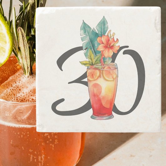 かわいいガーリーカクテル誕生日 ストーンコースター