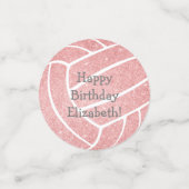 かわいいガーリースポーツ誕生日パーティーピンク色バレーボール コンフェッティ (スモール正面)