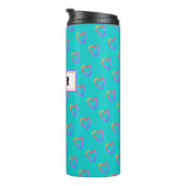 かわいいガーリーターコイズカラフルハートパターン名 タンブラー (回転右)