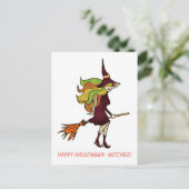 かわいいガーリーハッピーハローウィン魔女の衣装 インビテーションポストカード (スタンド正面)