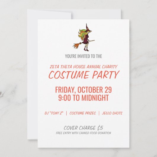 かわいいガーリーハッピーハローウィン魔女の衣装 招待状 (裏面)