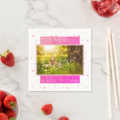 かわいいガーリーハッピーバースデー写真 スタンダードカクテルナプキン (インサイチュ)