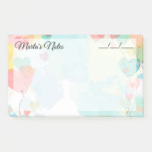 かわいいガーリーハートバルーン10" x 6" ポストイット (正面)