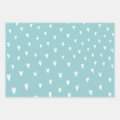 かわいいガーリーハートパターカラフルンlブルーイエロー ラッピングペーパーシート (正面3)