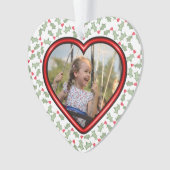 かわいいガーリーハートフォトホリー葉クリスマス オーナメント (正面)