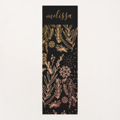 かわいいガーリーバラ金ゴールドフローラ署名モノグラム ヨガマット (正面)