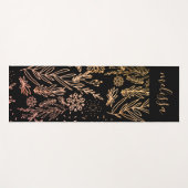 かわいいガーリーバラ金ゴールドフローラ署名モノグラム ヨガマット (正面(横))